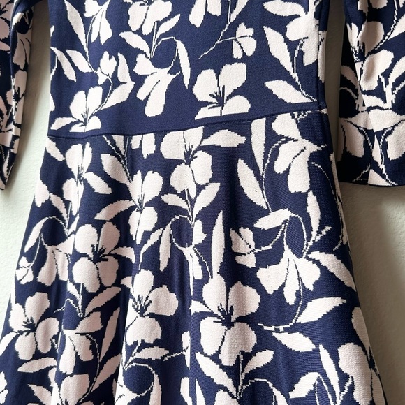 Eliza J Navy and Pink Floral Fit and Flare Knit Sweater Dress Sz S - Picture 10 of 15